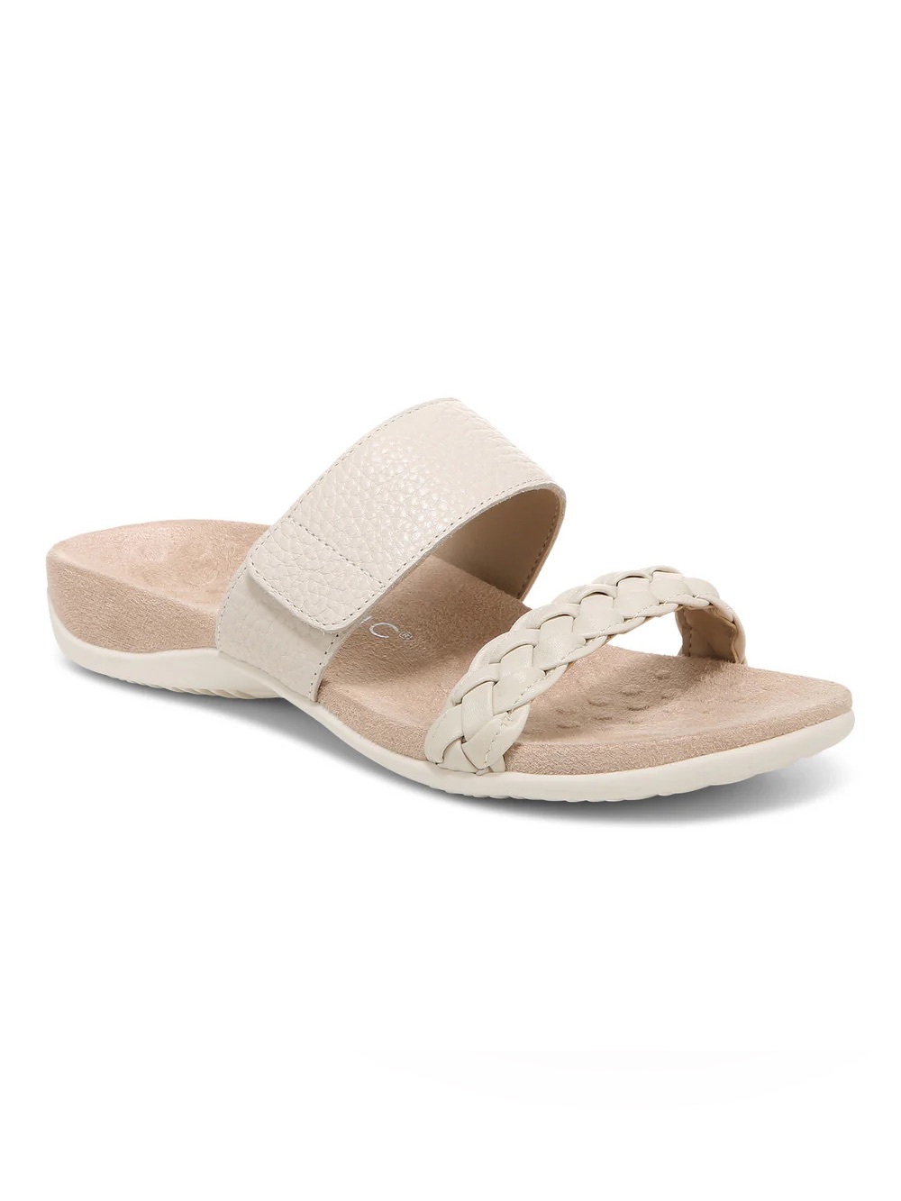 Vionic Jeanne Cream Leather Two Strap Sandals Sz 10